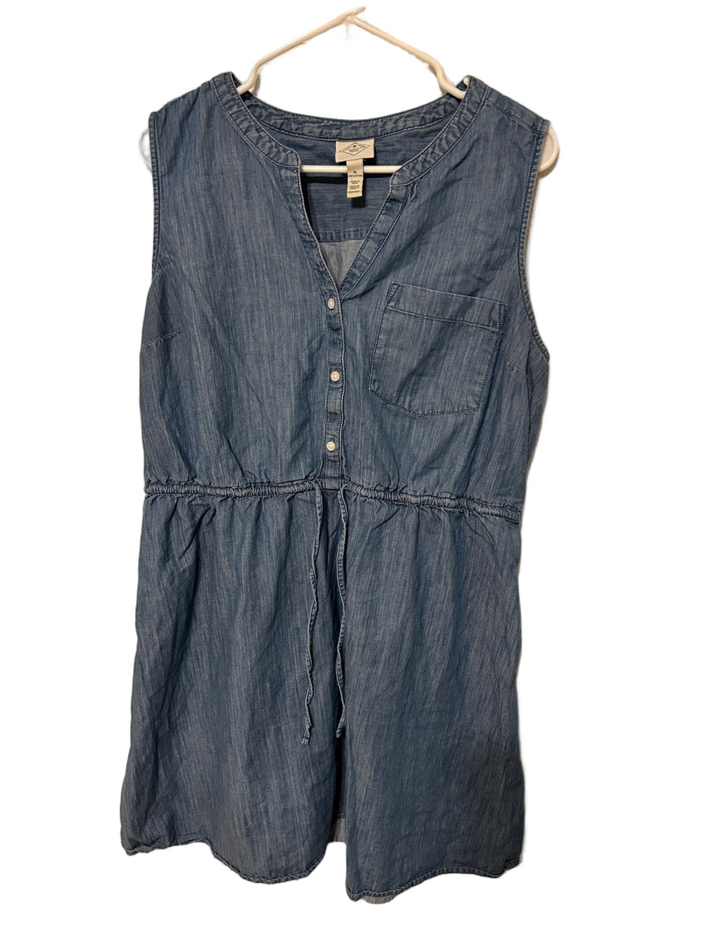 🐣St John’s Bay Chambray Sleeveless Drawstring Jean Dress - Blue size XL GUC
